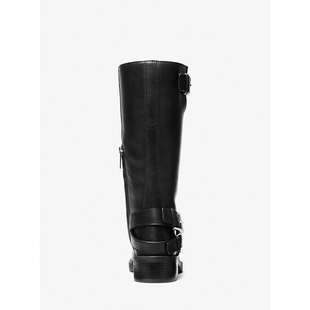 MICHAEL Michael Kors Womens Crosby Leather Moto Boots Black Leather Size 8.5 NIB - Picture 5 of 6